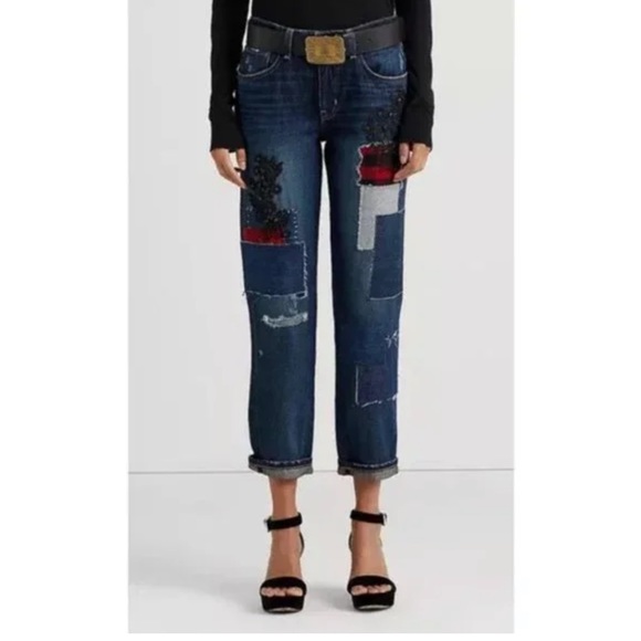 Ralph Lauren Patchwork and embroidery relaxed taper Jean.  28”waist SIZE 6 - Picture 1 of 9